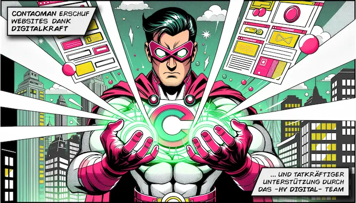 Superheld Contaoman erstellt Contao-Websites mit Agenturmacht